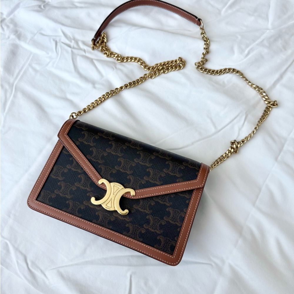 WALLET ON CHAIN MARGO IN TRIOMPHE CANVAS AND CALFSKIN AUTHENTIC - Picture 2 of 13